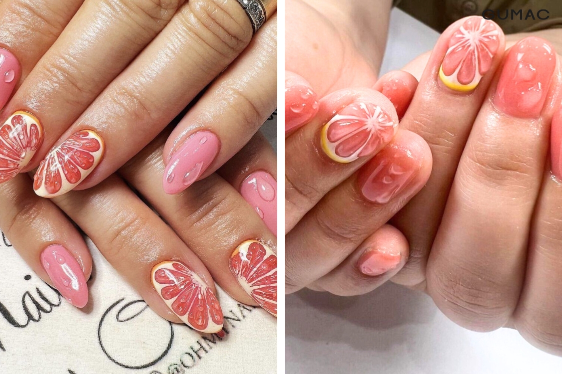 mau nail hinh mui buoi ca tinh