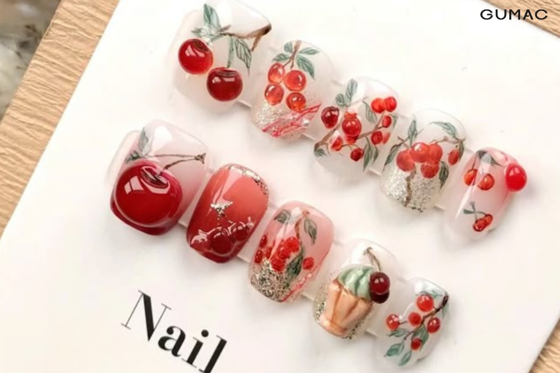 mau nail trai cherry doc dao