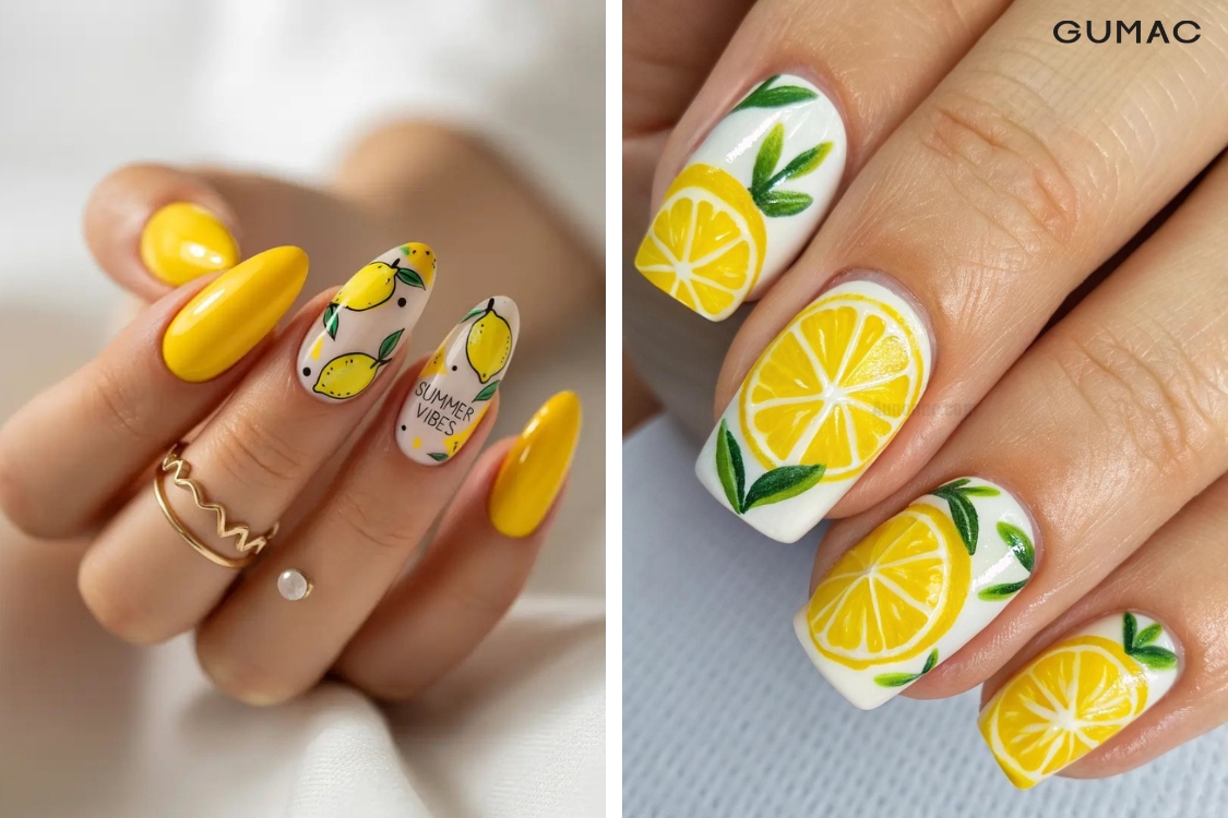 mau ve nail qua chanh vang