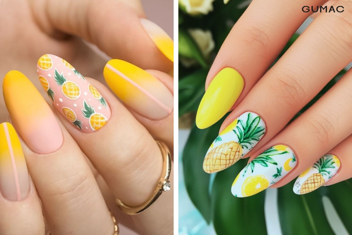 mau ve nail trai cay hinh qua thom