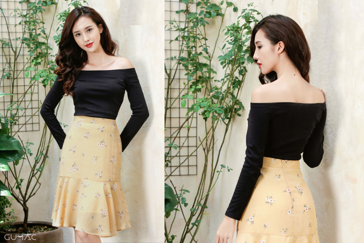 Chọn áo trễ vai khoe vòng eo đẹp&nbsp;