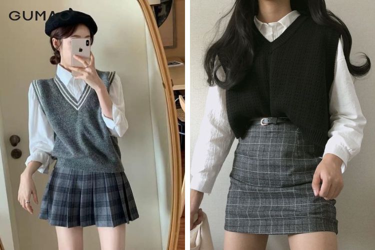 Những cách mix gile siêu xinh cùng chân váy