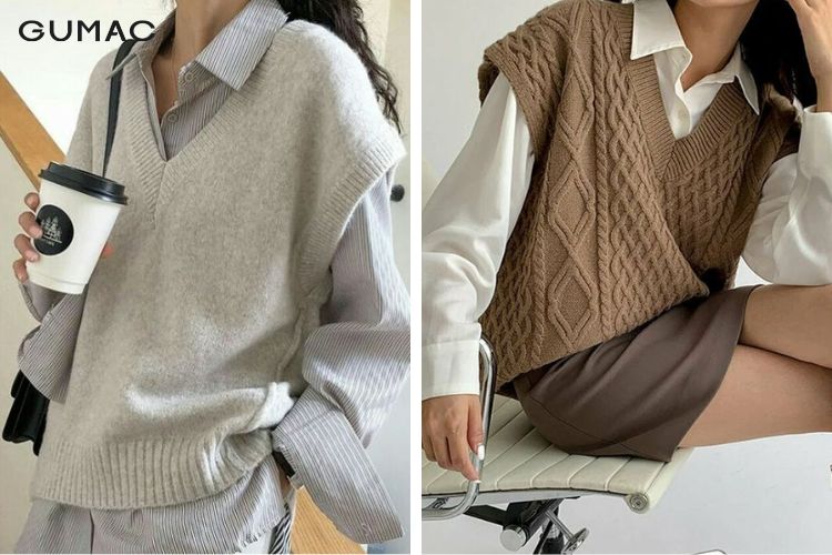 Những cách phối áo cùng áo gile cho người béo siêu xinh