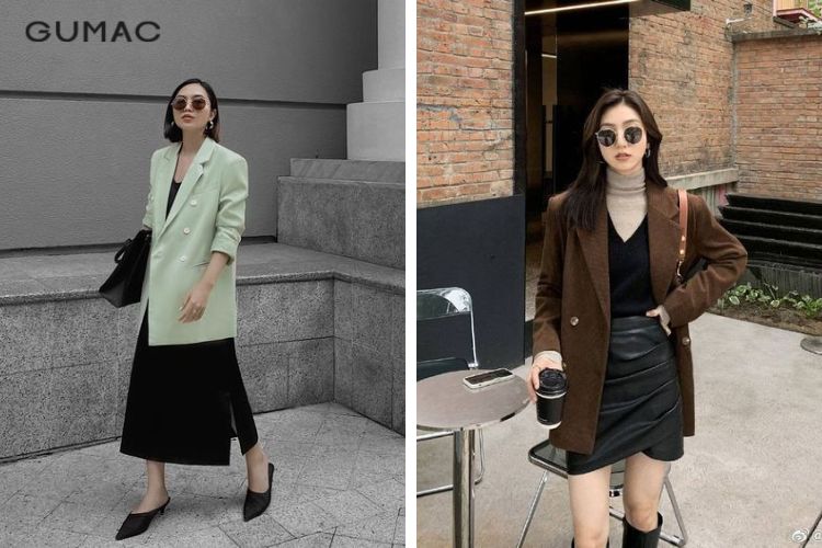 Áo khoác nữ dáng dài kiểu blazer