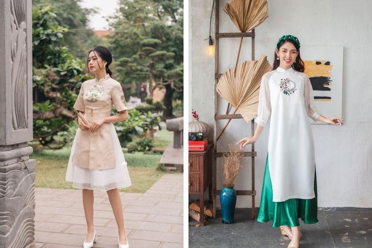 Áo dài cách tân kèm chân váy phi đẹp | Shopee Việt Nam