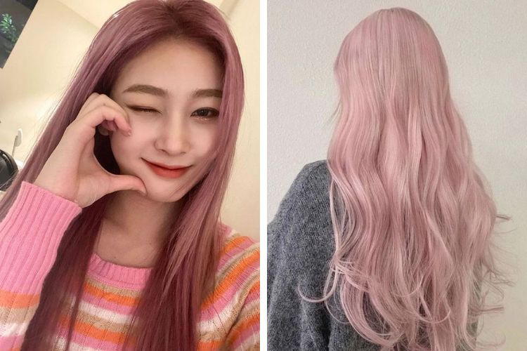 nhuộm tóc màu hồng nữ tính