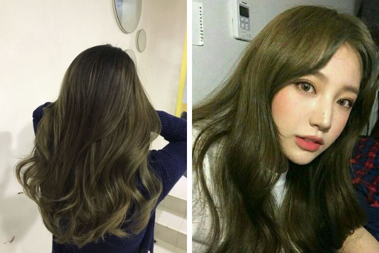 nhuộm tóc màu nâu rêu xinh đẹp
