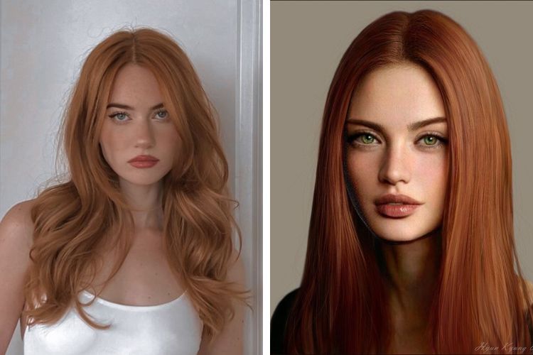 nhuộm tóc màu cam cho nàng