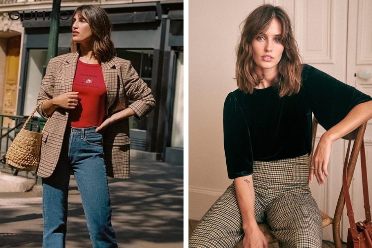 Mang đậm thời trang pháp với họa tiết kẻ ô cổ điển