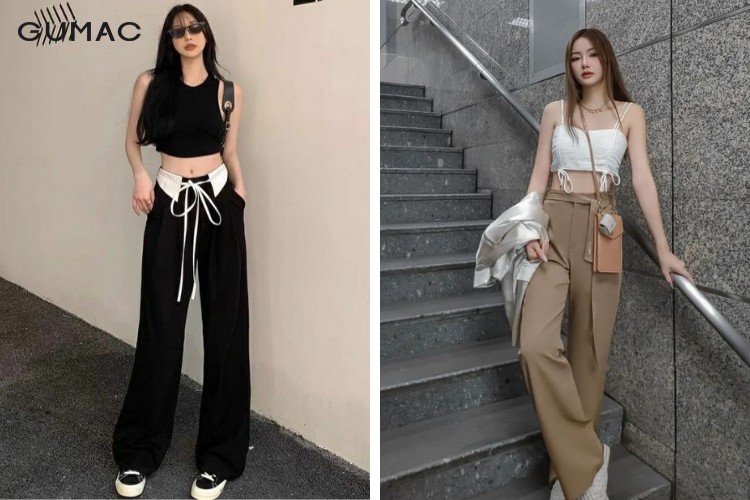 Quần vải ống suông cùng áo 2 dây croptop nhẹ nhàng Quần vải ống suông cùng áo 2 dây croptop nhẹ nhàng