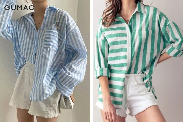 áo sơ mi và quần short trẻ trung