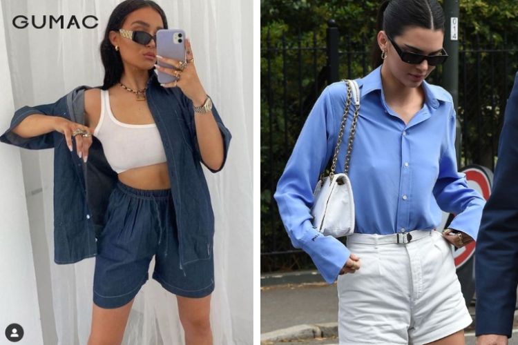 áo sơ mi và quần short thời thượng