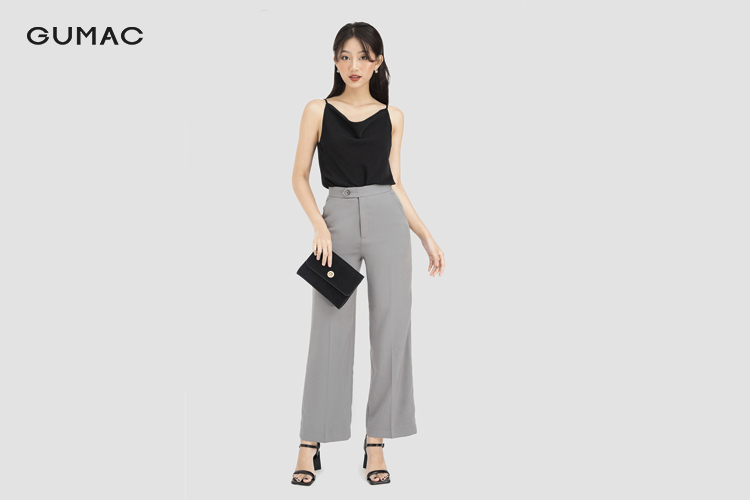 Phối đồ áo hai dây cùng quần culottes