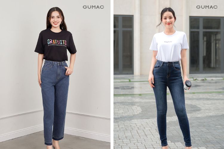 Quần jean kết hợp với áo phông