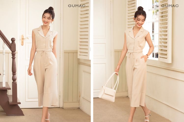 Quần ống rộng phối với áo croptop