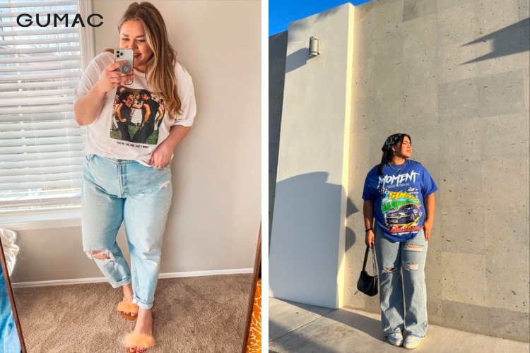 Áo thun mix cùng quần baggy jeans Áo thun mix cùng quần baggy jeans