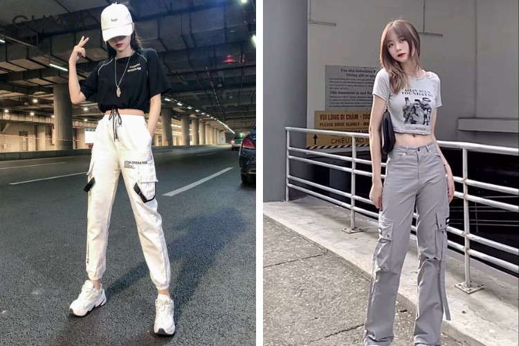 Phong cách áo croptop tay ngắn và quần jogger