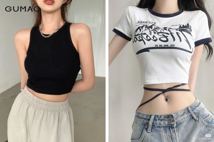 Áo croptop tay ngắn dáng ôm