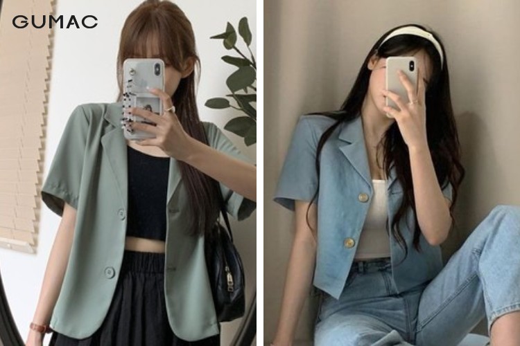 Áo vest croptop tay ngắn