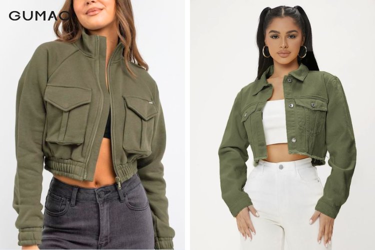 Phong cách áo khoác kaki dáng ngắn croptop