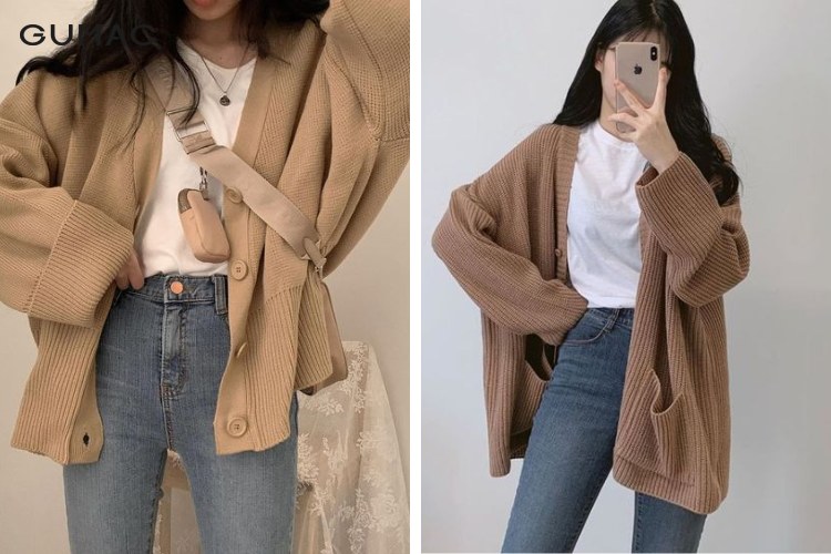 Phối quần jean thanh lịch cùng áo khoác len Phối quần jean thanh lịch cùng áo khoác len
