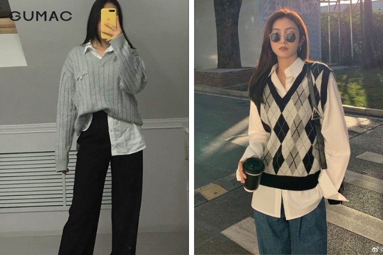 Kết hợp áo len croptop cùng áo sơ mi phong cách Kết hợp áo len croptop cùng áo sơ mi phong cách