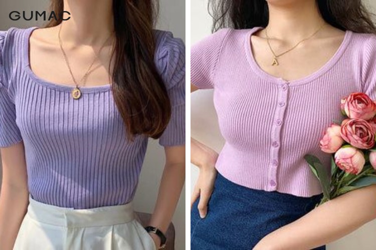 Kiểu áo croptop chất len tăm Kiểu áo croptop chất len tăm