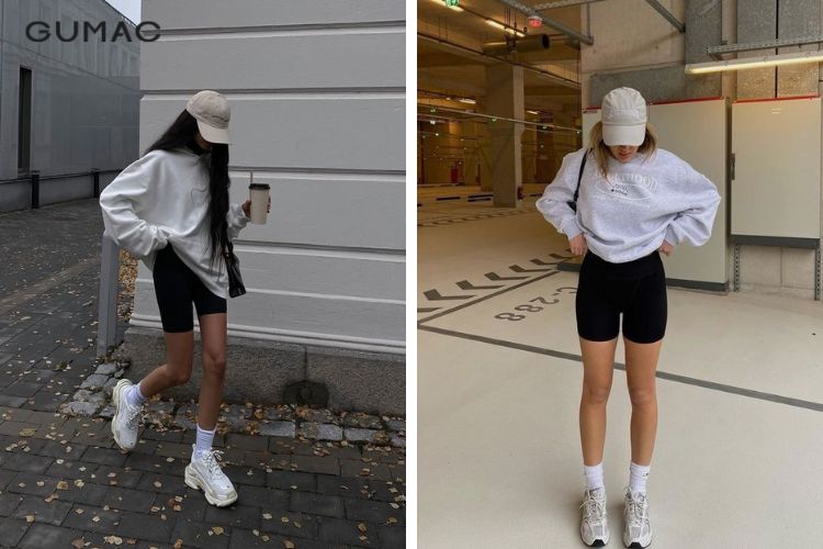 Áo nỉ và quần biker short Áo nỉ và quần biker short