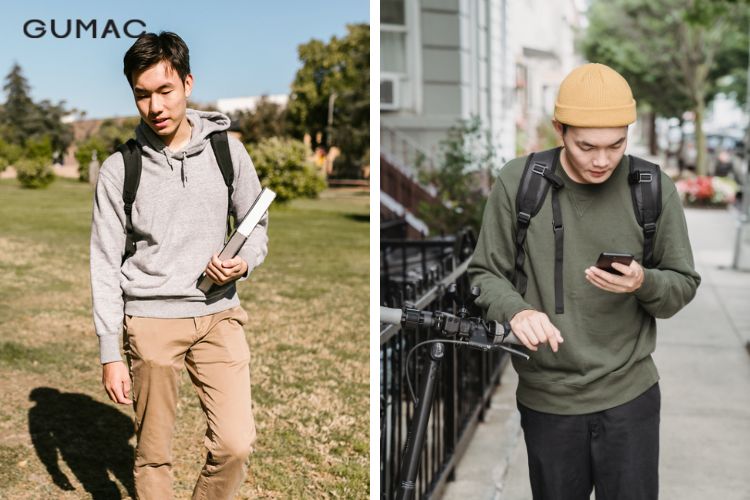 Áo nỉ với quần kaki Áo nỉ với quần kaki