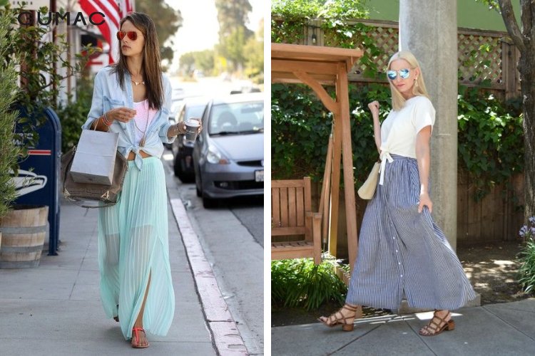 áo sơ mi buộc vạt ngang eo