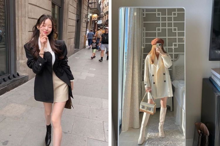 cách phối đồ với chân váy ngắn mùa đông