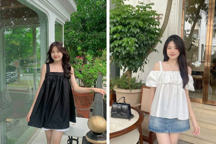 chân váy ngắn phối với áo gì