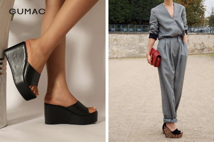 Jumpsuit mix dép đế xuồng