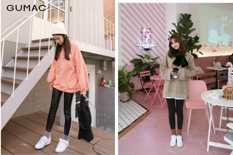 Quần legging thoải mái cùng giày adidas&nbsp;