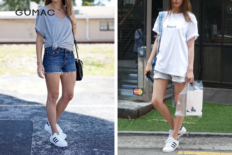Quần short năng động phối với giày adidas