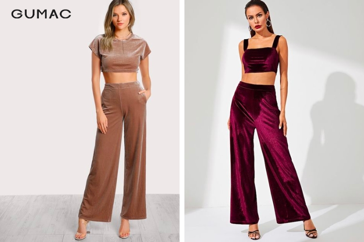 Quần nhung tăm phối cùng croptop