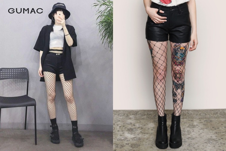 Cách mix tất lưới với quần short