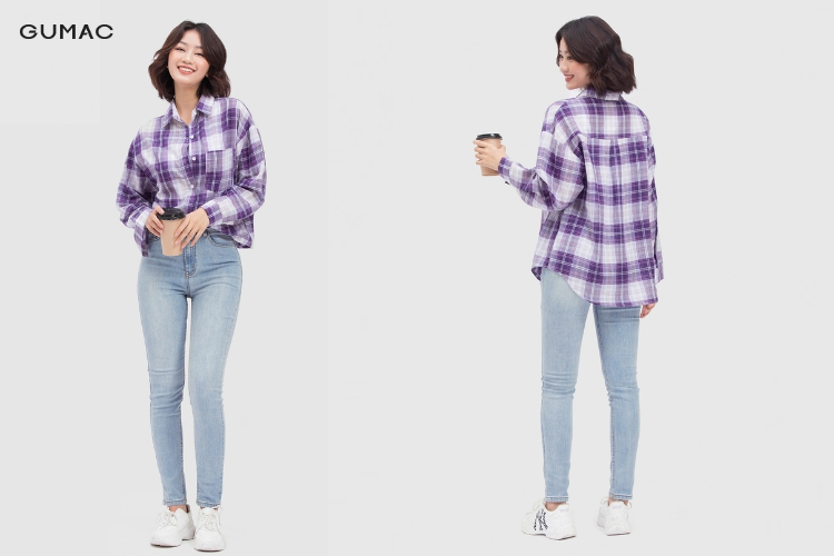 Áo sơ mi mix cùng quần jeans