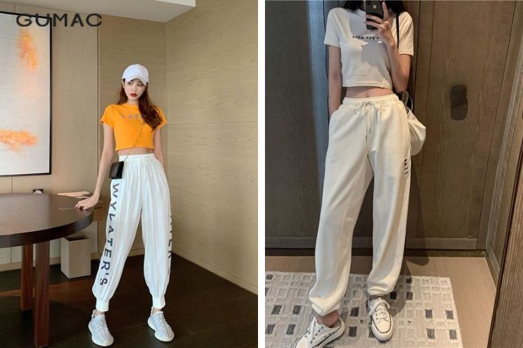 Túi đeo chéo + Áo croptop + Quần jogger