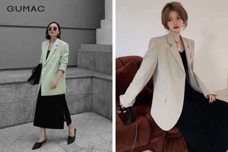 Túi đeo chéo + Blazer + Đầm suông