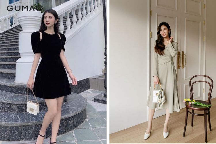 Túi đeo chéo + Đầm dự tiệc
