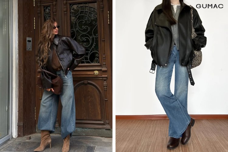 ao khoac da phoi hop voi quan jean