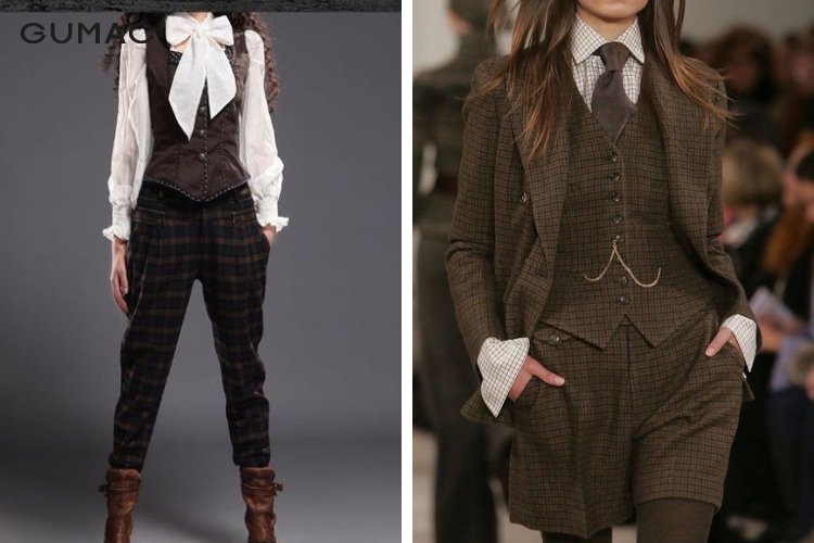 Mix quần sọc caro cùng áo gile