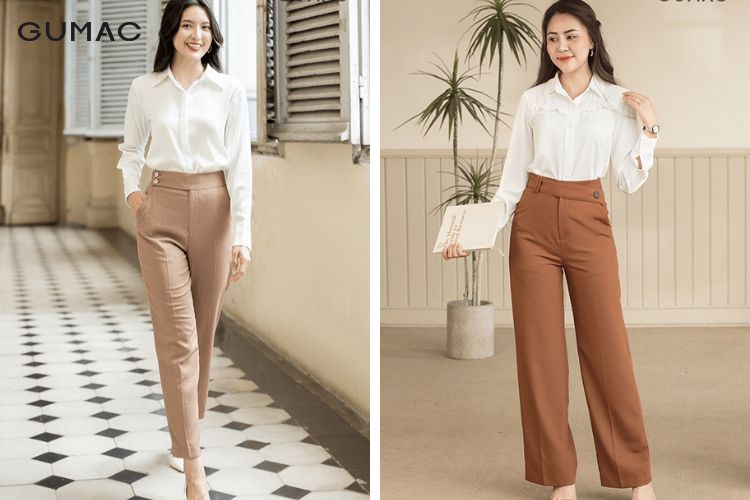 Quần tây nâu phối áo màu gì - Áo sơ mi trắng
