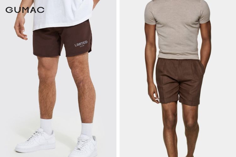 Quần short nâu với áo thun