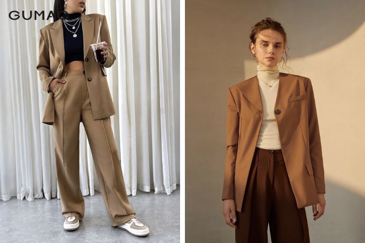 Quần tây nâu nữ và áo blazer