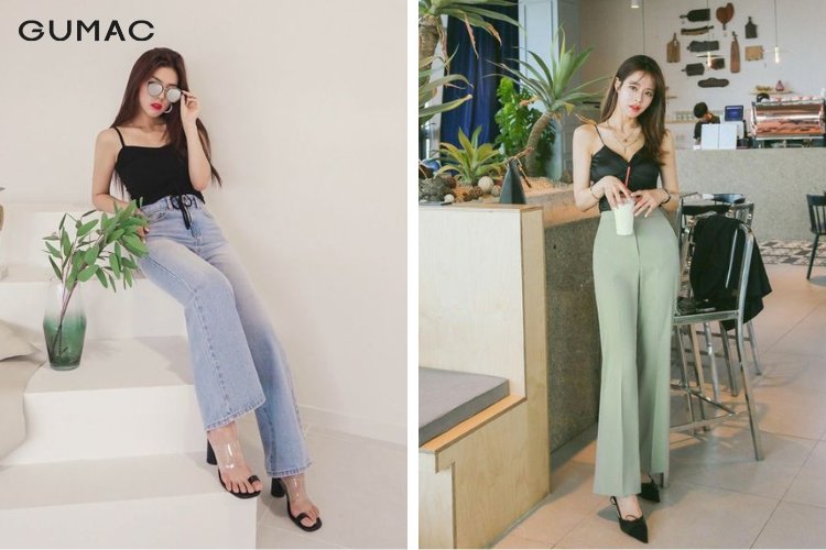 Quần jean ống loe phối với áo gì cho quý phái - Áo hai dây