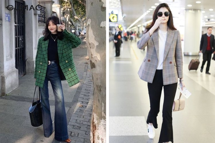 Quần tây ống loe mặc với áo gì cho chuyên nghiệp - Áo blazer