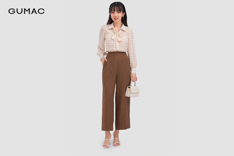 Quần tây nữ ống rộng lưng cao Quần tây nữ ống rộng lưng cao