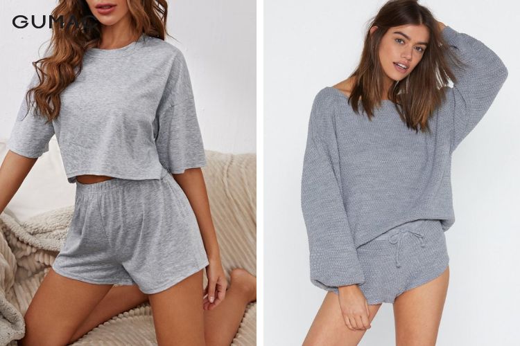 Quần short xám phối áo cùng màu nữ Quần short xám phối áo cùng màu nữ